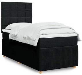 3294213 vidaXL Pat box spring cu saltea, negru, 90x190 cm, textil