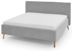 Pat matrimonial gri deschis tapițat cu spațiu de depozitare cu somieră 180x200 cm Riva – Meise Möbel