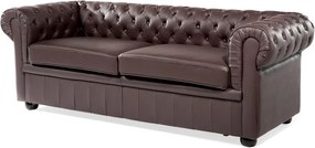 Canapea CHESTERFIELD cu 3 locuri, piele naturala maro