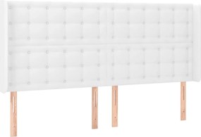 vidaXL Tăblie de pat cu aripioare, alb, 163x16x118/128 cm, piele eco