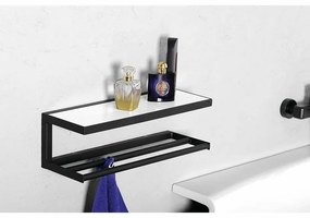 SAPHO Ska401 Raft de perete Ska 45 x 14 x 16 cm,negru mat cu placă MDF albă