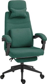 Scaun de birou rotativ cu tetiera si suport pentru picioare, verde