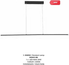 Lustra liniara suspendata LED ESERO negru