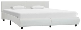 285490 vidaXL Cadru de pat cu LED, alb, 160 x 200 cm, piele ecologică