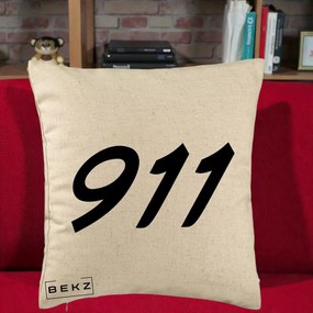 Perna Personalizata 911 Bold, 40x40 cm, Bej, Husa Detasabila, Perna Inclusa, BEKZ®
