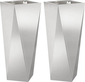 vidaXL Jardinieră 2 pcs Argintiu 30 x 30 x 75 cm Oţel inoxidabil