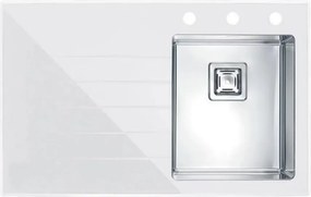 Chiuveta inox Alveus Crystalix 10 inox - alb 86x54 cm dreapta