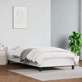 347478 vidaXL Cadru de pat cu tăblie, alb, 90x200 cm, piele ecologică