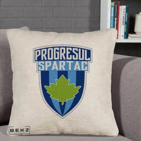 Perna Personalizata Progresul Spartac Fotbal, 40x40 cm, Bej Canapea, Husa Detasabila, Perna Inclusa, BEKZ®