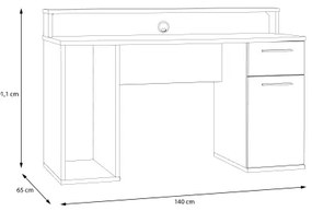 Birou IVAR cu iluminare, alb