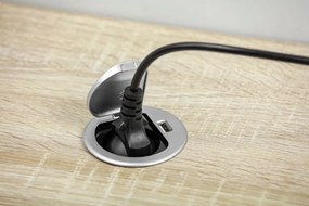 Priza incastrabila in blat, 1 priza schuko + 1 USB 5V 2.4A, cablu 1.9m, negru + aluminiu, GTV