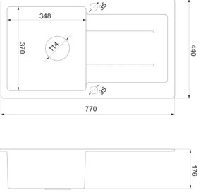 Sapho - Chiuvetă de bucătărie 77x44 cm granit/bej