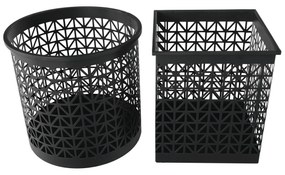 Set 2 suporturi pentru ghivece, pătrat/rotund, negru/auriu, ESME SET