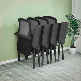 Scaun conferință negru HRC 603 pliabil cu măsuță rabatabilă și mesh