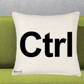 Perna Personalizata Tasta Ctrl Tipografie Bold, 40x40 cm, Crem Reliefat, Husa Detasabila, Perna Inclusa, BEKZ®