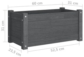 Jardiniera de gradina, gri, 60x31x31 cm, lemn masiv de pin 1, Gri