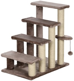 PawHut Scara pentru animale de companie, casa pentru zgâriere, 4 trepte, pentru animale cu o greutate de până la 5 kg, 60x40x64cm, Maro | Aosom Romania