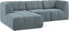 Colțar albastru cu tapițerie din țesătură bouclé (cu colț pe partea stângă/cu șezlong) Aloha – Makamii