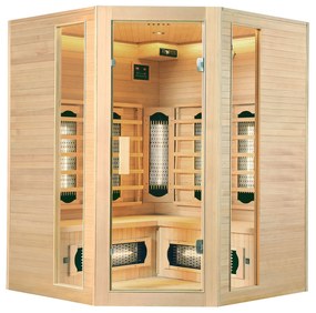 Infračervená sauna/tepelná kabína Nyborg E150V s plným spektrom, panelovými radiátormi a drevom Hemlock