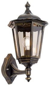 Aplica de perete exterior stil clasic IP43 Puchberg AL 11K/82570 schwarz-gold/rauch OR
