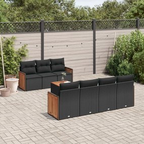 3259885 vidaXL Set mobilier de grădină cu perne, 8 piese, negru, poliratan