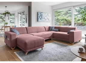 Colțar roz extensibil/cu spațiu de depozitare (cu colț pe partea dreaptă/în formă de "U") Classy Sophie – Miuform