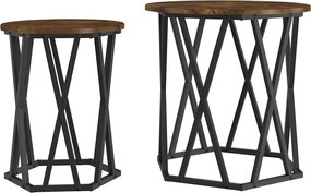 vidaXL Masă de cafea 2 pcs Stejar fumuriu Lemn ingineresc și oțel