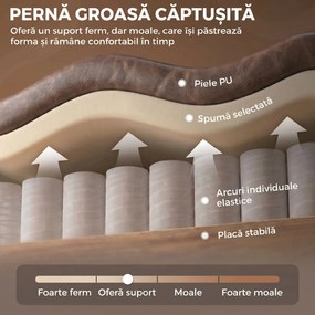 HOMCOM Fotoliu din Piele Ecologică PU cu Șezut Generos, Cotiere și Picioare din Lemn de Eucalipt, Maro | Aosom Romania