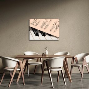 Tablou cu pian și notele muzicale (70x50 cm)