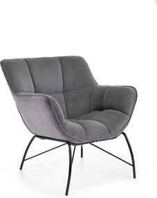 Scaun de relaxare modern BELTON, gri/negru, stofa catifelata/otel, 74x