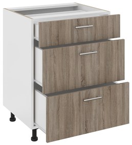 Corp haaus Karo, 3 Sertare, Stejar Sonoma Inchis/Alb, 60 x 50 x 80 cm