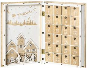 Calendar de Advent, Calendar de Craciun in forma de carte cu decoratiuni tematice, calendar pentru cadouri de Craciun HOMCOM | Aosom Romania