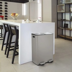 Coș de gunoi taupe pentru reciclare/cu pedală 2x30 l din oțel Aliya – Spirella