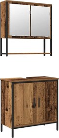 vidaXL Set de mobilier pentru baie cu raft 2 pcs Maro Lemn compozit