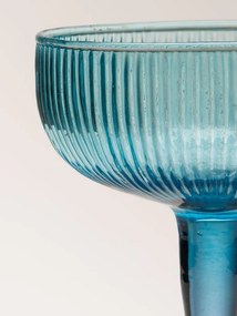 Pahar de cocktail, albastru, din sticla, cu picior, H13 cm, Bicolor