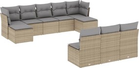 vidaXL Set canapele de grădină cu perne, 10 piese, bej, poliratan