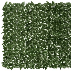 Paravan de balcon, frunze verde inchis, 400x150 cm