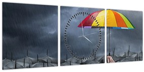 Tablou - Umbrele (cu ceas) (90x30 cm)