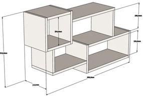 Etajeră de perete AFRO 51x90,6 cm albă/maro