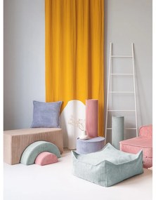 Fotoliu puf pentru copii verde mentă cu tapițerie din catifea reiată Square – Wigiwama