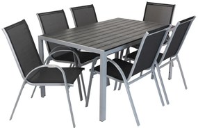 Set de gradina Lucio, dreptunghi - 6 locuri, negru/gri