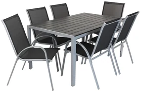 Set de gradina Lucio, dreptunghi - 6 locuri, negru/gri