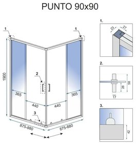 Rea Punto cabina de dus 87.5x87.5 cm patrat auriu luciu sticla transparenta REA-K6440