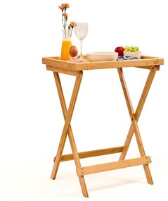 Masă de mic dejun la îndemână, ușoară, 50 × 66 × 38 cm, durabilă, din bambus