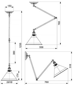 Lustră pe tijă PROVENCE 1xE27/60W/230V Elstead PV-GWP-AB