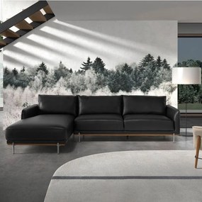 Coltar LUX 5 locuri design italian cu sezlong stanga Cowhide black