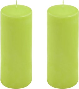 Set de lumânări pilon, 20 cm, Ø 7,5 cm, verde deschis, 2 buc