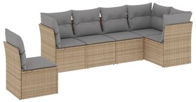 vidaXL Set canapele de grădină cu perne, 6 piese, bej, poliratan