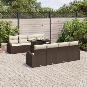 vidaXL Set de Sofa de Grădină 9 Piese cu Pernă Maro Ratan Poli