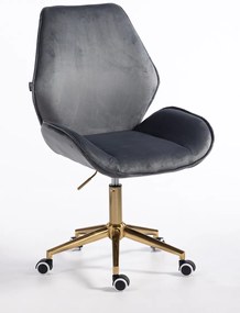 HR350K Scaun Grafit din Catifea Bază Aurie